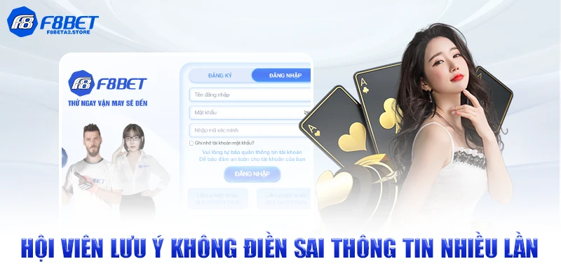Hội viên lưu ý không điền sai thông tin nhiều lần